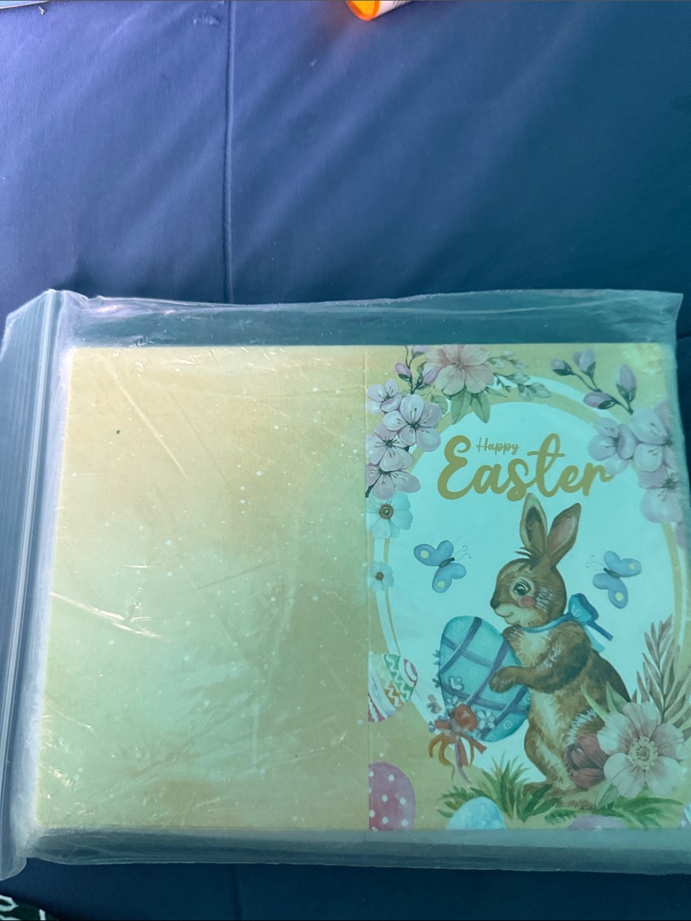 Happy Easter Bunny Cards - Pastel Yellow & Blue 4 different designs plus sticke